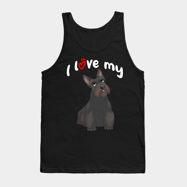 I Love My Black Scottish Terrier Dog Tank Top by millersye